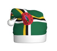 rrxnbcgg Drapeau du Commonwealth de Dominique - Chapeau de Noël en peluche imprimé pour adulte - Vacances spéciales de Noël avec atmosphère festive.