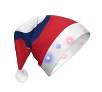 rrxnbcgg Drapeau du Laos Chapeau de Noël clignotant LED avec fausse fourrure douce et pompon, couvre-chef festif pour fêtes de Noël et déjeuners au pub