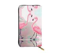 rrxnbcgg Joli sac à main de voyage pour femme avec fermeture éclair sur le pourtour du téléphone et sac à main de grande capacité pour femme fond bleu, Love Flamingo, One Size