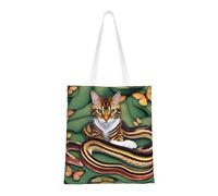 rrxnbcgg Le sac fourre-tout en toile de l'histoire du serpent et du chat, peut être porté à la main ou sur l'épaule, pour les voyages, le travail, la salle de sport