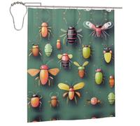 rrxnbcgg Rideau de douche en tissu imperméable avec motif d'insectes Atlas - 152,4 x 182,9 cm - Doux et léger - Lavable en machine