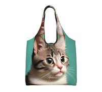 rrxnbcgg Sac à provisions réutilisable léger et moyen en tissu Motif chat curieux Convient pour le bricolage, la publicité, la promotion, les cadeaux, les activités