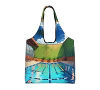 rrxnbcgg Sac de courses en tissu léger et réutilisable Motif flamant rose et piscine, convient pour le bricolage, la publicité, la promotion, les cadeaux, les activités