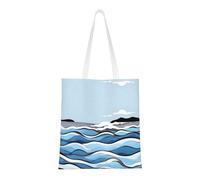 rrxnbcgg Sac fourre-tout en toile avec vagues qui se chevauchent sur les rochers, peut être porté à la main ou sur l'épaule, pour les voyages, le travail, la salle de sport