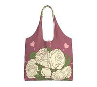 rrxnbcgg Sacs d'épicerie légers et réutilisables en tissu Motif rose d'amour Blanc Taille M Convient pour le bricolage, la publicité, la promotion, les cadeaux, les activités