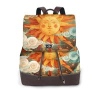 rrxnbcgg Sunpicture Book Illustration Sac à dos pour femme Imperméable Antivol Léger PU Mode Voyage Multifonction Convertible Sac à main Sac à main Sac à dos
