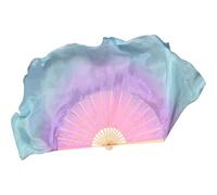 RRYPBOVG Éventail De Danse Orientale Paire de voiles d'éventail de Danse, 2 pièces, Cercle, Accessoires de Spectacle d'entraînement de Danseuse en Soie véritable(Color 12,Right Left-1 People)