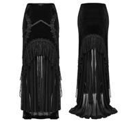 RRYPBOVG Jupe Gothique Jupe Longue plissée en Mousseline de Soie Style Gothique for Femme, élégante, en Dentelle, Style Queue de Poisson, Style Sombre(XL)