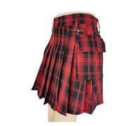 RRYPBOVG Jupe Gothique Jupes Gothiques trapèze for Femmes, Mini-Jupe plissée à Carreaux avec Fermeture éclair for l'école, Automne(Red,L)