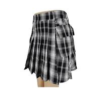 RRYPBOVG Jupe Gothique Jupes Gothiques trapèze for Femmes, Mini-Jupe plissée à Carreaux avec Fermeture éclair for l'école, Automne(Black,XX-Large)