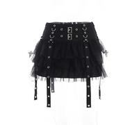 RRYPBOVG Jupe Gothique Mini-Jupe plissée Noire avec chaîne, Jupe de Tennis Taille Haute Style Punk for Femme(S)
