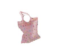 RRYPBOVG Sac en Tricot Creux Sac à bandoulière tendance en paille tissée avec perles for femme, sac fourre-tout d'été de grande capacité for les vacances et les déplacements(Pink)