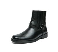 RRYPBOVG Santiag Homme Bottes en cuir for hommes, bottes de cowboy classiques for hommes, chaussures montantes for hommes, bottes courtes en cuir for hommes(Black,42)