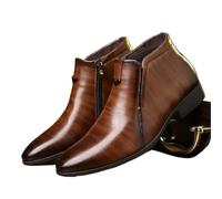 RRYPBOVG Santiag Homme Bottines rétro Montantes en Cuir for Homme, antidérapantes, avec Fermeture éclair, Grandes Tailles(Brown,42)