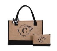 RRYPBOVG Tote Bag Femme Guirlande de lettres en lin, sac fourre-tout en toile de grande capacité, sac de courses, sac de sport for mariage, anniversaire, vacances à la plage(Brown-C)