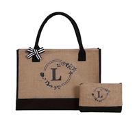 RRYPBOVG Tote Bag Femme Guirlande de lettres en lin, sac fourre-tout en toile de grande capacité, sac de courses, sac de sport for mariage, anniversaire, vacances à la plage(Brown-L)