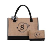 RRYPBOVG Tote Bag Femme Guirlande de lettres en lin, sac fourre-tout en toile de grande capacité, sac de courses, sac de sport for mariage, anniversaire, vacances à la plage(Brown-S)