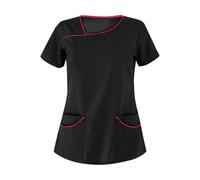 RRYPBOVG Uniforme D'infirmière Blouses de Bloc opératoire à Manches Courtes for Le Lavage des Mains, Blouses d'infirmières for la Gestion de la Peau des Femmes, opérateur(Black,L)