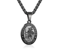 RS Collier médaille Saint Michel/Christophe/Jude/Benoît/Joseph/Antoine pour homme garçon 61 cm Cadeau religieux, Acier inoxydable, Pas de gemme