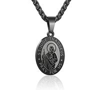 RS Collier médaille Saint Michel/Christophe/Jude/Benoît/Joseph/Antoine pour homme garçon 61 cm Cadeau religieux, Acier inoxydable, Pas de gemme