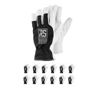 RS COMFO TEC WINTER Gants de montage en cuir de chèvre renforcé isolé avec InsTech/Taille 9, 12 paires/blanc/noir/pour travaux de précision/gants de travail Gants en cuir Gants de protection