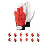 RS ECO TEC Lot de 12 paires de gants de montage en cuir de chèvre de qualité supérieure Taille 11 Rouge/blanc