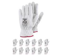 RS Gants de Montage d'hiver en Cuir de Vachette/Taille 9, 12 Paires/Blanc/Gants de Montage/Gants de Travail en Cuir/Gants en Cuir isolés Gants de Protection