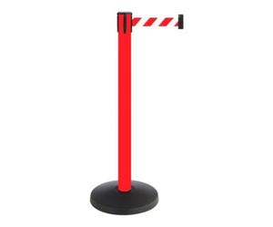 RS-GUIDESYSTEMS RS-GUIDESYSTEMS Poteau de signalisation métal, rouge, sangle 4 m, sangle rouge-blanc à rayures diagonales Quantité:1