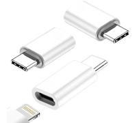 RS Lot de 3 adaptateurs Lightning vers USB-C, compatible avec iPhone 16/15/Pro/Pro Max/iPad et appareils Android Samsung, Xiaomi - Pas pour écouteurs / OTG