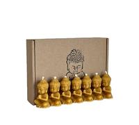 RS Lot de 7 bougies Bouddha - 100 % cire d'abeille - Figurines de Bouddha faites à la main en cire naturelle - Pour méditation, yoga, décoration et rituels - Sans additifs