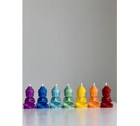 RS Lot de 7 bougies Chakra Bouddha - 100 % cire d'abeille - Figurines chakras faites à la main aux couleurs de l'arc-en-ciel - Pour méditation, yoga, décoration et rituels