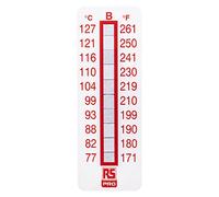 RS PRO Lot de 10 bandes de mesure de température 77 °C / 127 °C 10 plages de mesure verticales Longueur 51 mm Largeur 18 mm