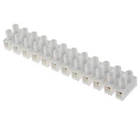 RS PRO Lot de 5 Bornes de Connexion Électrique en Polypropylène Blanc - Connecteur à Vis Électrique 12 Broches - Grille 12 mm - 10 AWG / 20 A