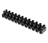 RS PRO, Lot de 5 bornes de lustre en polypropylène Noir 12 broches 12 mm 6 mm²/32 A