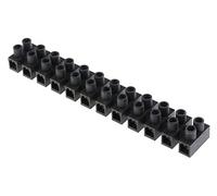 RS PRO, Lot de 5 bornes de lustre en polypropylène Noir 12 broches 15 mm 16 mm² 76 A