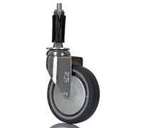RS PRO, Roulement pivotant, roue pivotante Ø 100 mm, 60 kg, Ges H. 127 mm, roue B. 30 mm, boulon extensible, matériau en caoutchouc