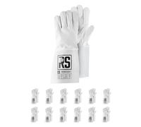 RS Tigon GOAT Gants de soudeur en cuir de vachette Taille 10 12 paires Blanc Gants de travail Gants de protection pour soudage TIG
