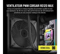 Rs120 Max Pwm Ventilateur Épais De 120 Mm¿Pression Statique Élevée¿Conception En Polymère À Cristaux Liquides¿Vendu Seul¿Noir