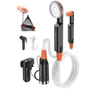 Rsaoty Kit Douche de Camping,Douche Portable,3000mAh Douche de Camping Rechargeable avec 3 Pommeaux de Douche e câble de Chargement USB,pour randonnée, Camping,Plage, Voyage
