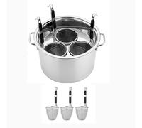 RSBFER Cuiseur à pâtes Commercial en Acier Inoxydable, 3/4/5 Trous, Ensemble d'inserts avec séparateur et passoire, marmites pour Cuisine à Domicile, Restaurant,B,3 Holes