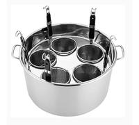 RSBFER Ensemble d'inserts pour cuiseur à pâtes 3/4/5 trous avec panier passoire, panier passoire en acier inoxydable, batterie de cuisine pour pâtes, nouilles, légumes, passe au lave-vaisselle,5 Holes