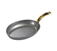 RSBFER Poêle à Paella Ovale en Acier Inoxydable, poêle à Paella aux Fruits de mer espagnols avec poignée pour Les Maisons ou Les Restaurants,Argent,16cm