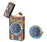 RSBYE Briquet Dragon avec Fonction Horloge, Briquet Electrique Rechargeable USB avec Un Beau Cadran, Briquet Personnalisé avec Indicateur de Batterie, Briquet pour Homme et Femme (Multi)