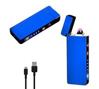 RSBYE Briquet Électrique à Double Arc USB Rechargeable - Revêtement PVD, Personnalisé pour Homme et Femme (Bleu)