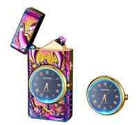 RSBYE Briquet Electrique Dauphin avec Fonction Horloge, Briquet Electrique Rechargeable USB avec Un Beau Cadran, Briquet Personnalisé avec Indicateur de Batterie, Briquet pour Homme et Femme (Multi)