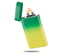 RSBYE - Briquet Électrique Plasma Rechargeable USB-C, Briquet Tempête avec Indicateur de Batterie et Flamme Réglable - Coupe-Vent pour Cigare, Grill, Bougie, Camping - Jaune/Vert