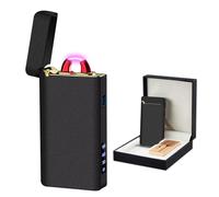 RSBYE Briquet tempête - Briquet électrique à arc électrique - Rechargeable par USB C - Coupe-vent - Rechargeable - Avec indicateur de batterie LED - Noir mat