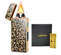 RSBYE Excellent Briquet Tempête Haute Puissance, Briquet Electrique avec Indicateur de Batterie, Briquet Electrique Rechargeable USB, Briquet Personnalisé pour Homme, Cadeau Homme (Fleur)