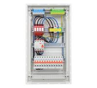 RSE Boîte à fusibles câblée encastrée pour mur creux avec répartiteur de vide Hager, encastrée 3 rangées VU36NC, 1 FI 4 broches, 1 x 3 broches + 9 x LS B16A 1 pôle, avec protection contre les
