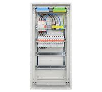 RSE Boîte à fusibles câblée encastrée pour mur creux avec répartiteur de vide Hager, encastrée 4 rangées VU48NC, 1 FI 4 broches. + 1 x 3 broches + 9 x LS B16A 1 pôle, sans protection contre les